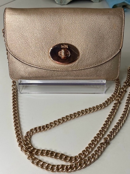 Coach Handbags - Coach RARE Metallic Rose Gold Chain Crossbody Bag. Very good condition.